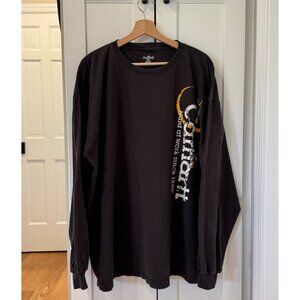 Vintage Carhartt Mens SIze 2XL Black Longsleeve Work Shirt Logo VTG